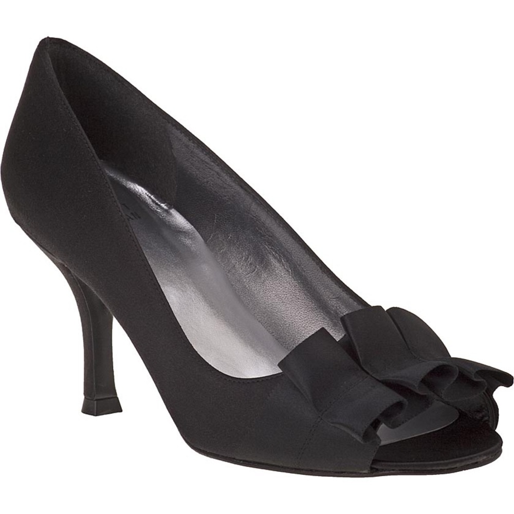 Stuart Weitzman black satin peep toe heels 7.5 - Picture 1 of 10